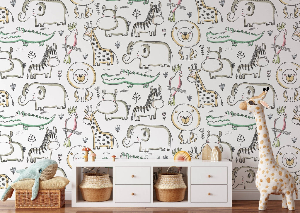 Safari Animals Wallpaper Sample - Wall Funk