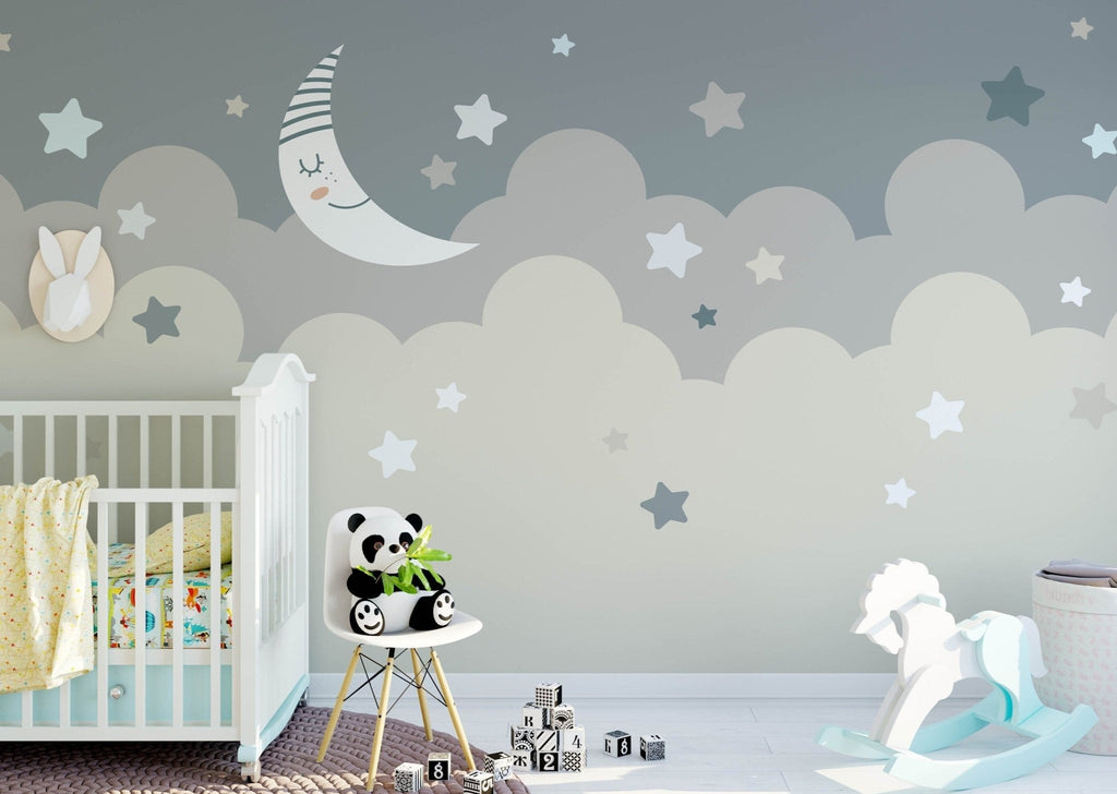 Stars and Moon Neutral Mural Sample - Wall Funk