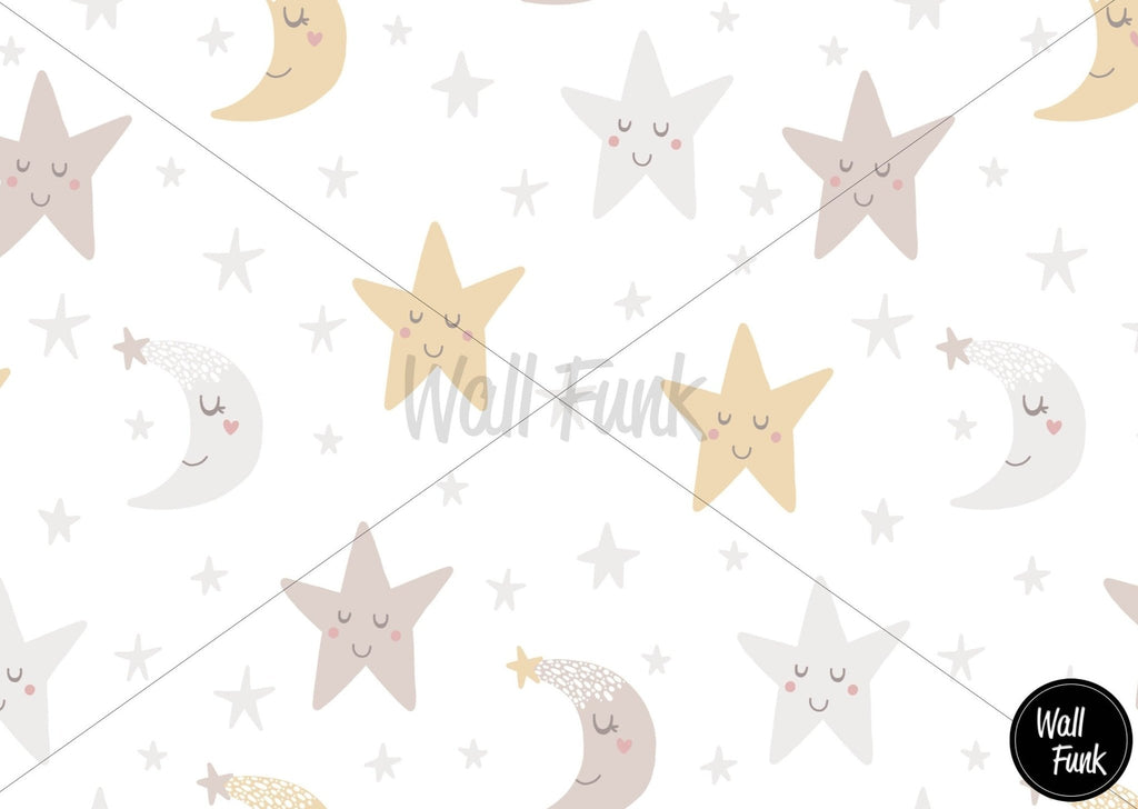 Stars and Moon Neutral Wallpaper - Wall Funk