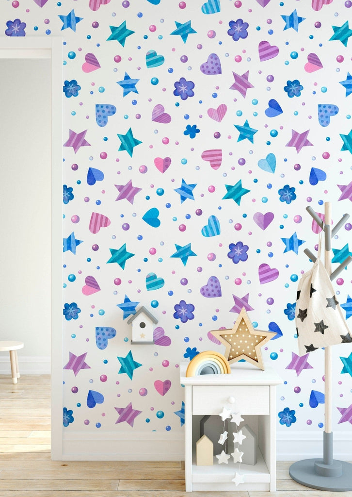 Stars & Hearts Wallpaper - Wall Funk