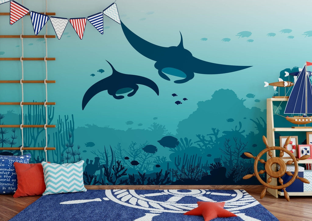 Swim With Stingrays Mural Sample - Wall Funk