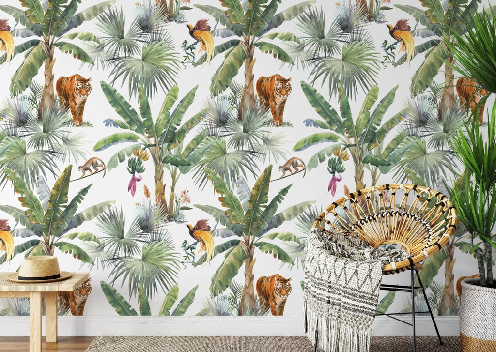 Tiger Tropical Wallpaper Sample - Wall Funk