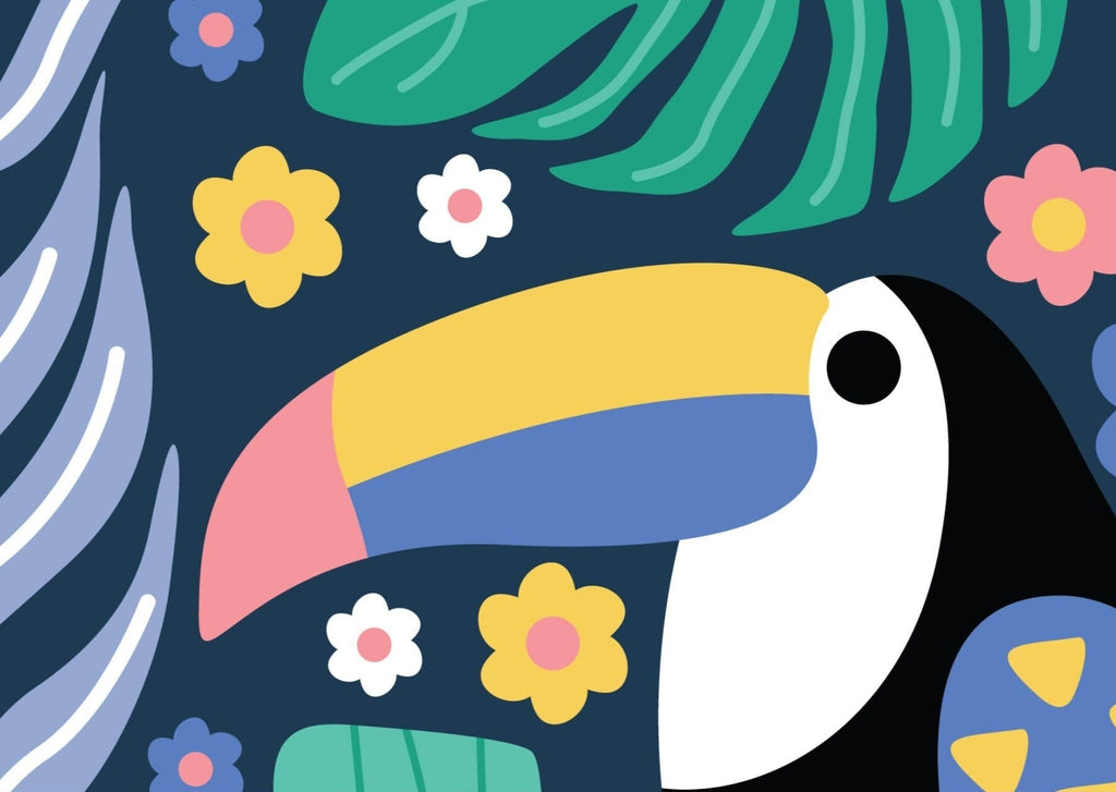 Toucans Tropical Floral Wallpaper Sample - Wall Funk