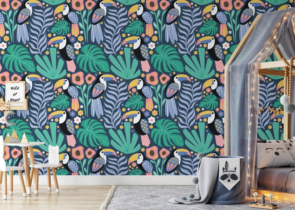Toucans Tropical Floral Wallpaper - Wall Funk
