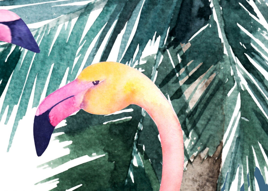 Tropical Flamingoes Wallpaper Sample - Wall Funk