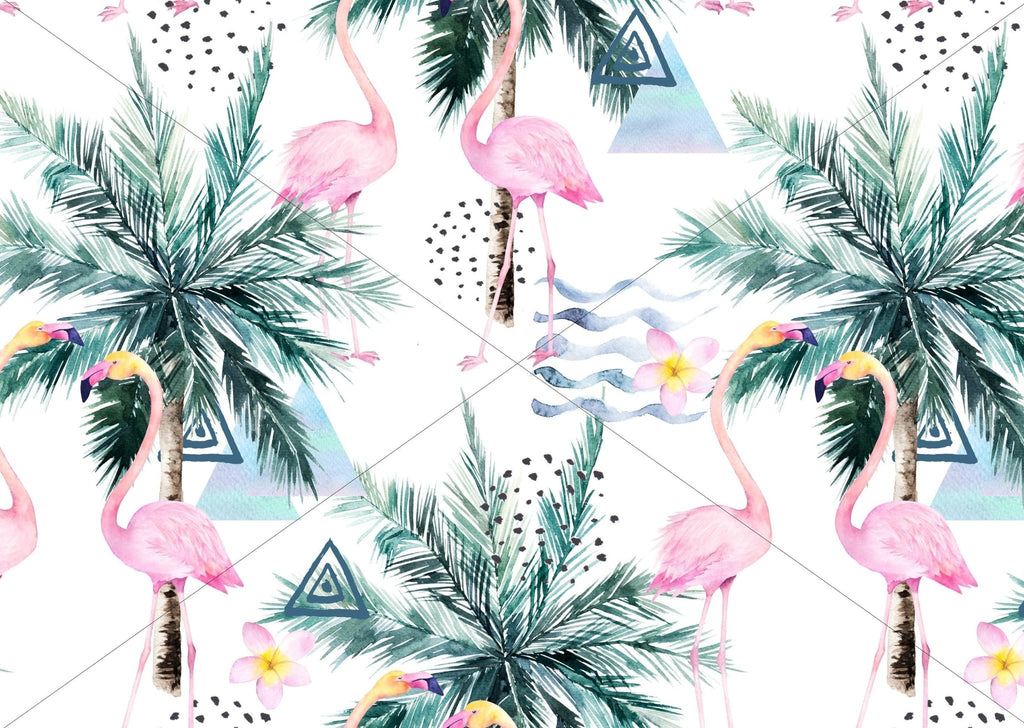 Tropical Flamingoes Wallpaper - Wall Funk