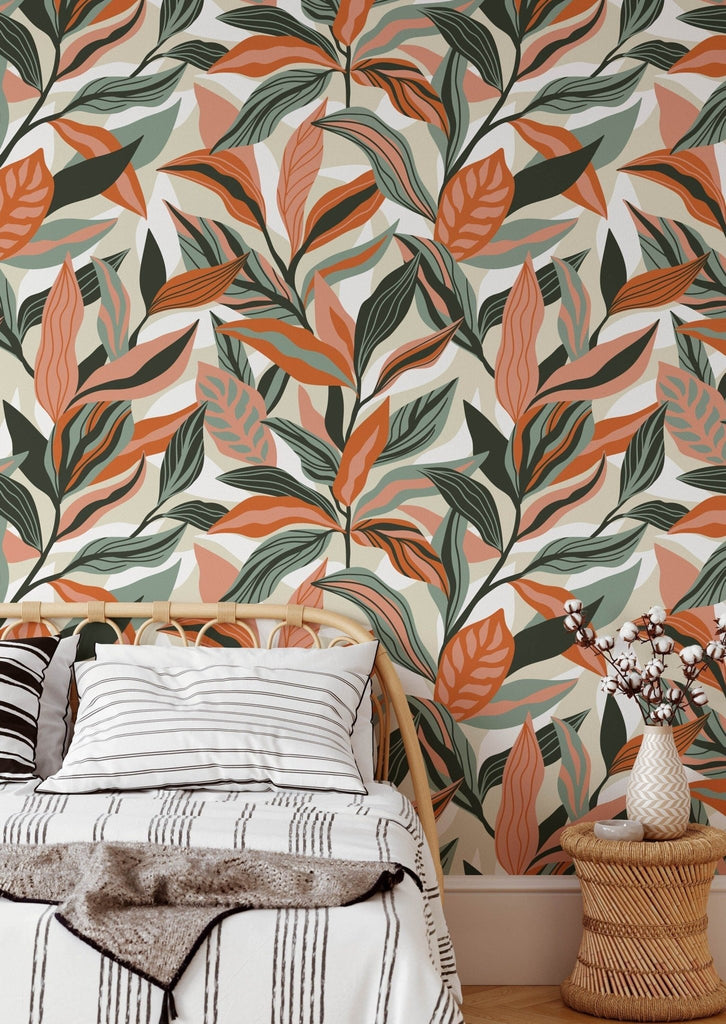 Tropical Leaves Floral Wallpaper Sample - Wall Funk