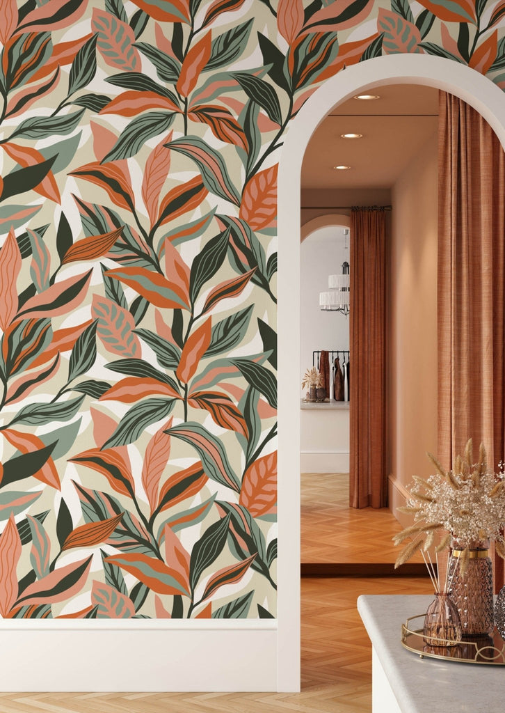 Tropical Leaves Floral Wallpaper - Wall Funk
