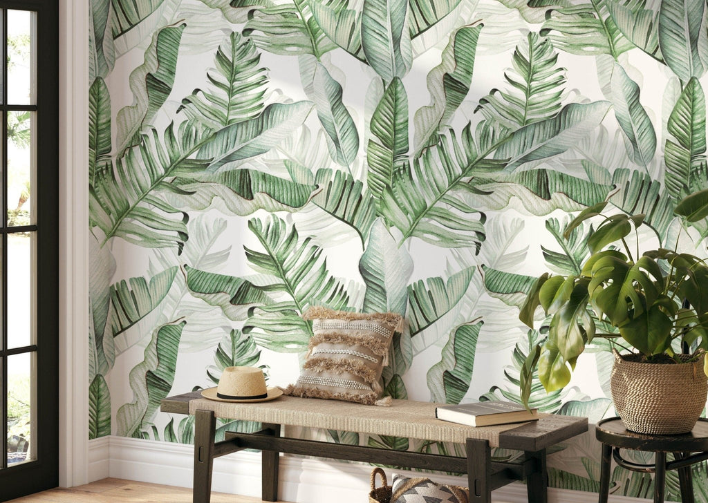 Tropical Leaves Wallpaper Sample - Wall Funk