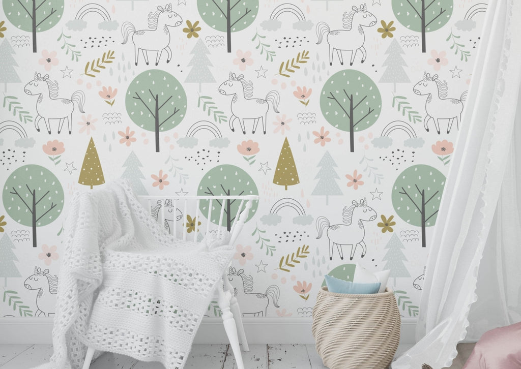 Unicorn Woodland Wallpaper Sample - Wall Funk