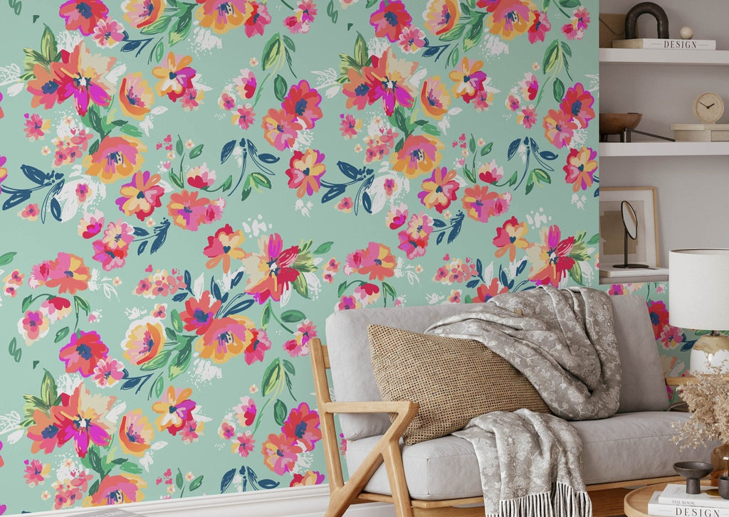 Vibrant Blooms Floral Wallpaper - Wall Funk