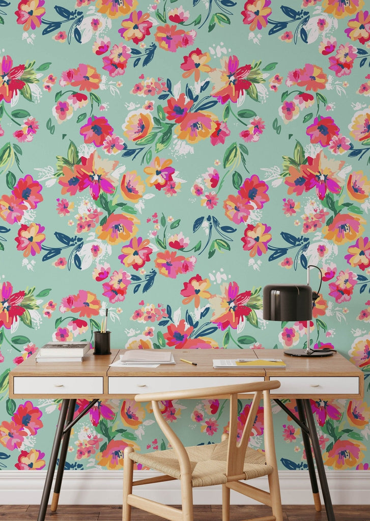 Vibrant Blooms Floral Wallpaper - Wall Funk