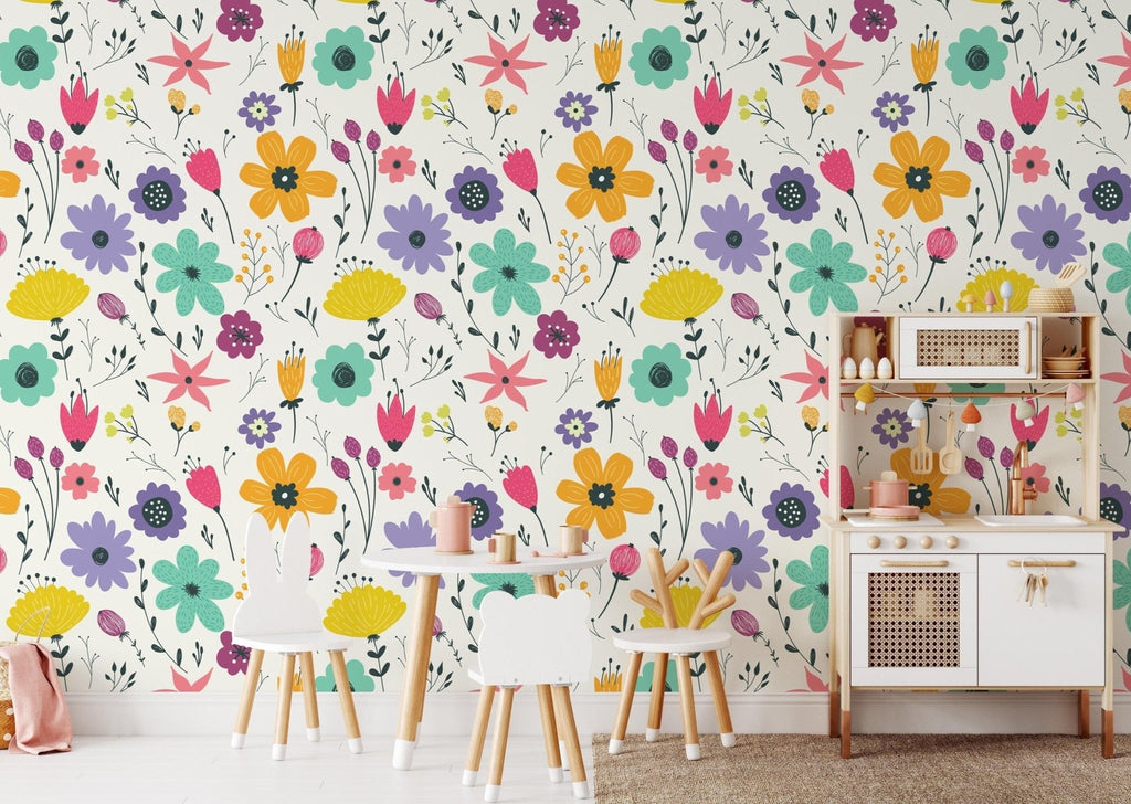 Vibrant Floral Wallpaper Sample - Wall Funk