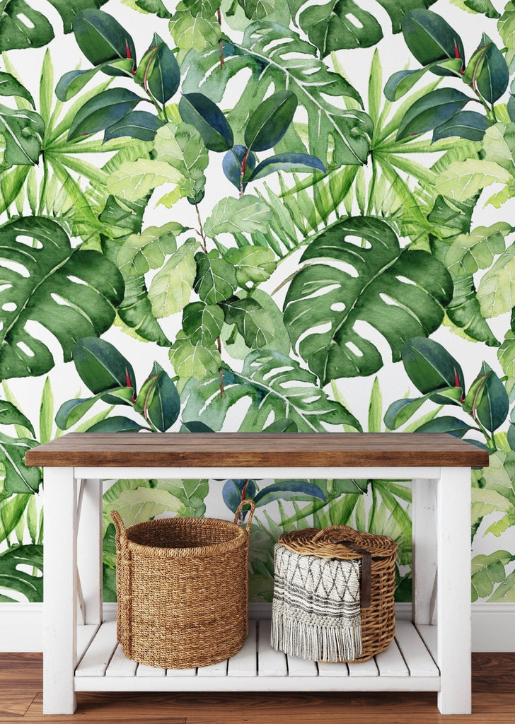 Vibrant Green Tropical Wallpaper Sample - Wall Funk