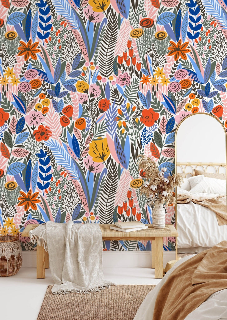 Vibrant Meadow Floral Wallpaper - Wall Funk