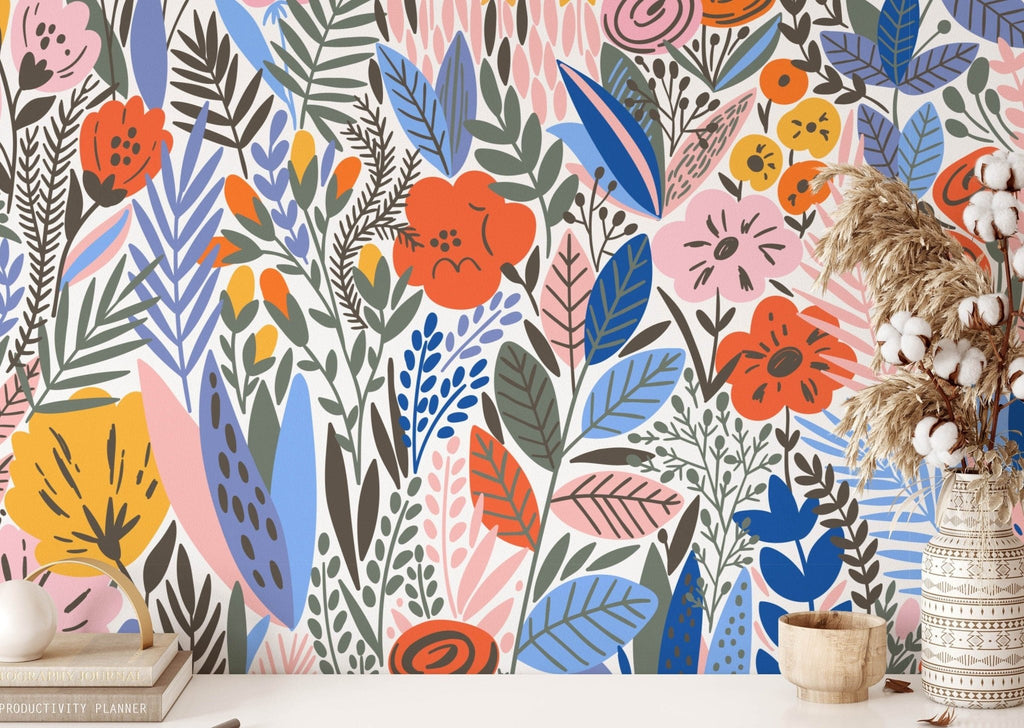 Vibrant Meadow Floral Wallpaper - Wall Funk
