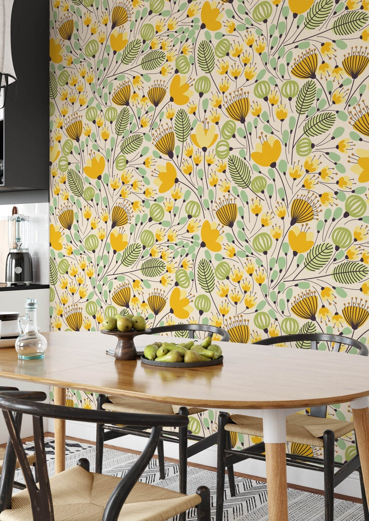 Vibrant Yellow Floral Wallpaper - Wall Funk