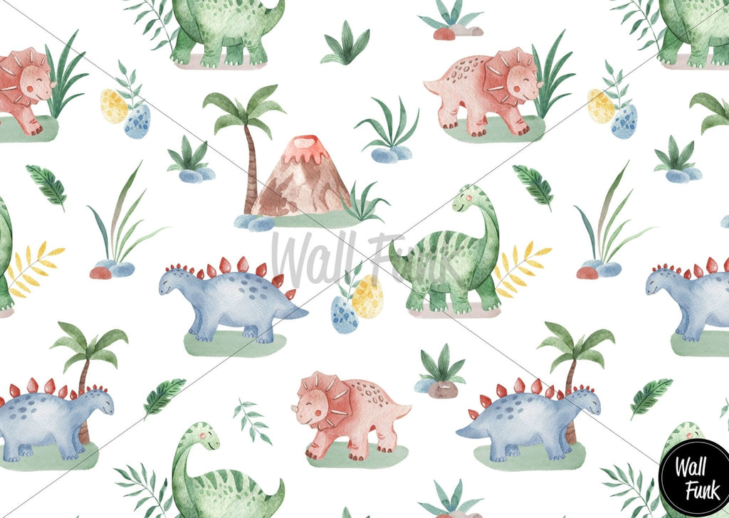 Watercolour Dinosaurs Wallpaper - Wall Funk
