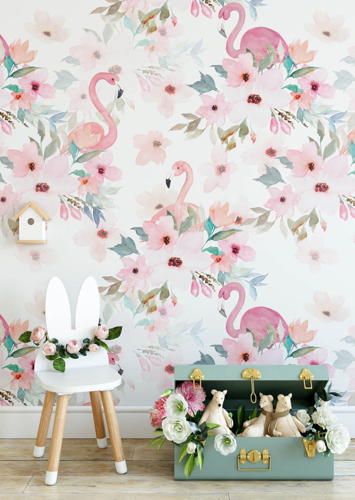 Watercolour Flamingoes Wallpaper - Wall Funk