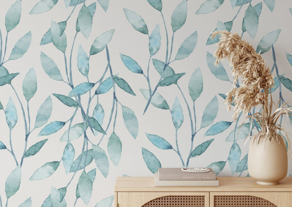 Watercolour Leaves Floral Wallpaper Sample - Wall Funk