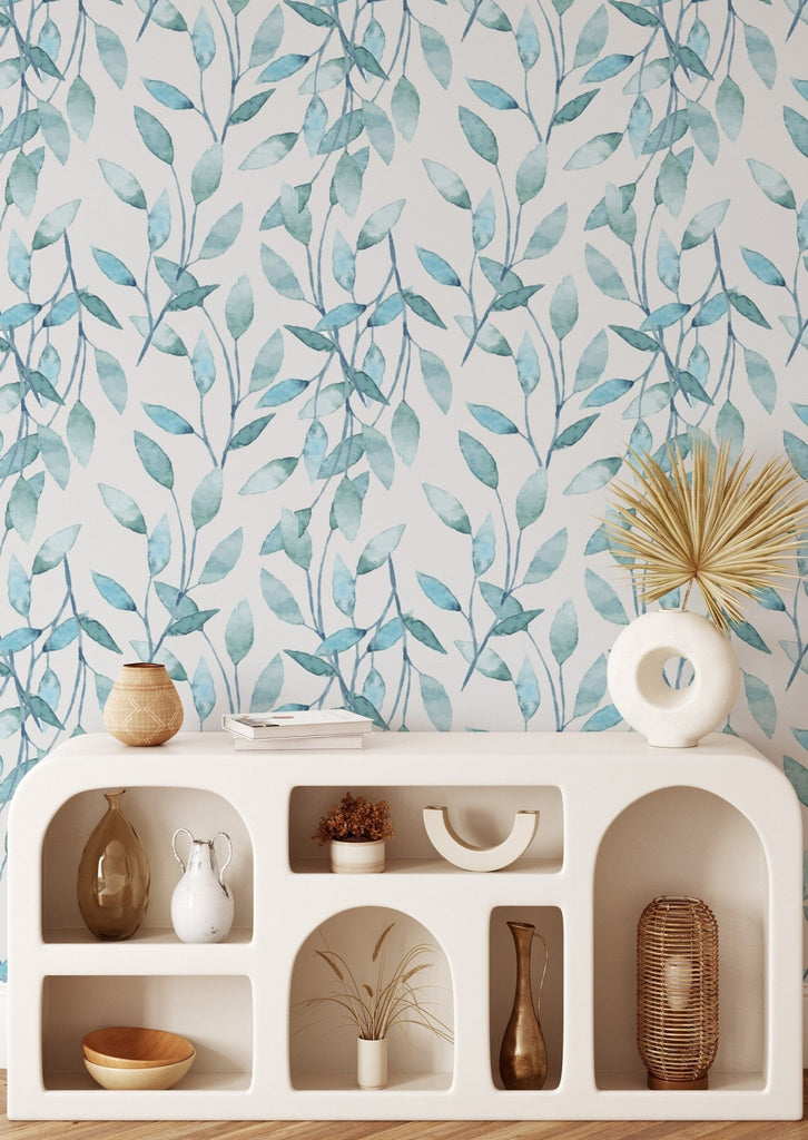 Watercolour Leaves Floral Wallpaper - Wall Funk