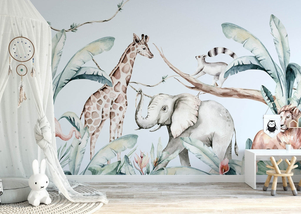 Watercolour Safari Mural - Wall Funk