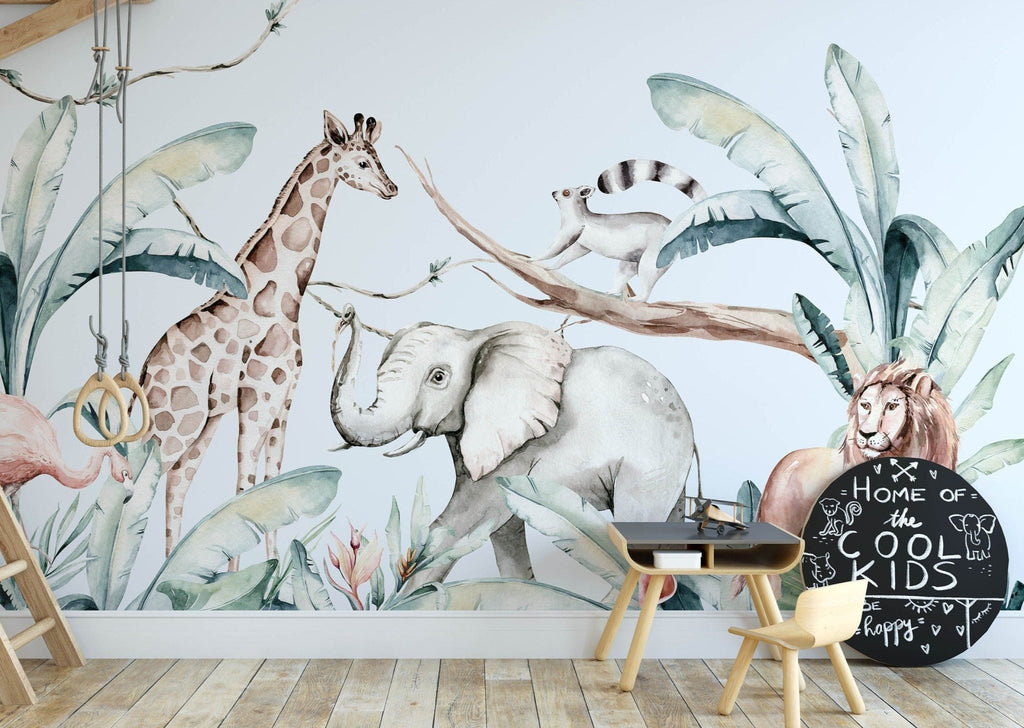 Watercolour Safari Mural - Wall Funk